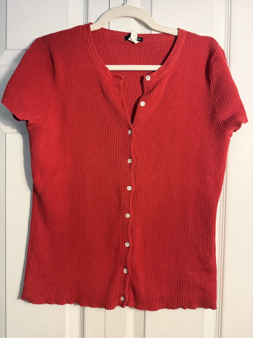 Y2K J.Crew red ribbed cardigan size large